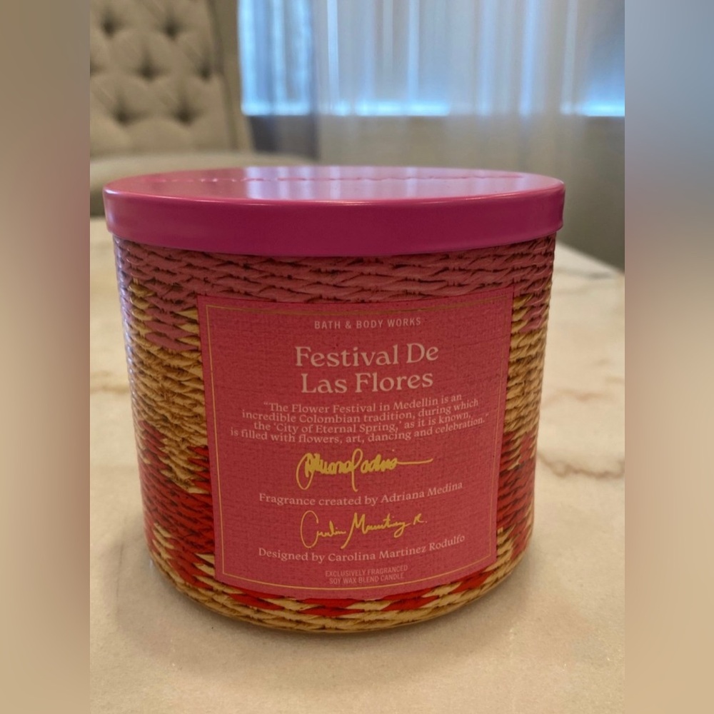 Limited Edition Bath and Body Works Festival De Las Flores 3 Wick Candle